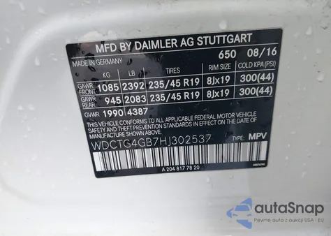 2017 Mercedes-Benz Gla 250 4Matic from USA, damaged, VIN WDCTG4GB7HJ302537